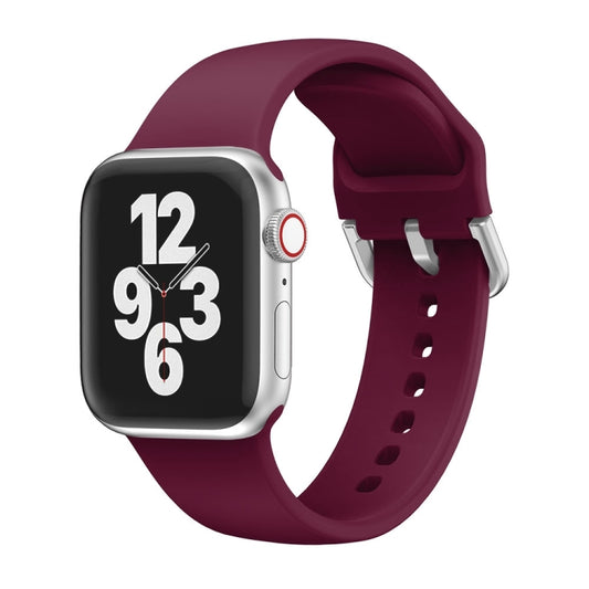 Single-color Silicone Buckle Strap Watch Band For Apple Watch Series 9&8&7 41mm / SE 3&SE 2&6&SE&5&4 40mm / 3&2&1 38mm(Wine Red) by buy2fix