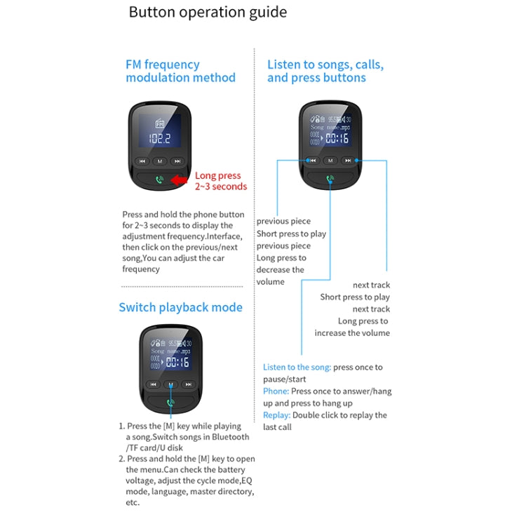 BT06 1.4 inch Car MP3 Player FM Transmitter QC3.0 Quick Charge Support Bluetooth Handsfree / TF Card - Bluetooth Car Kits by buy2fix | Online Shopping UK | buy2fix