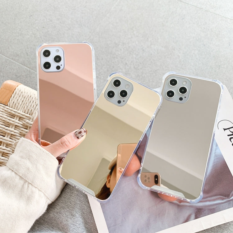 For iPhone 13 Pro Max TPU + Acrylic Four Drop Luxury Plating Mirror Phone Case Cover (Rose Gold) - iPhone 13 Pro Max Cases by buy2fix | Online Shopping UK | buy2fix