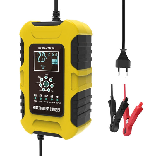 FOXSUR 10A 12V 7-segment Motorcycle / Car Smart Battery Charger, Plug Type:UK Plug(Yellow) by FOXSUR