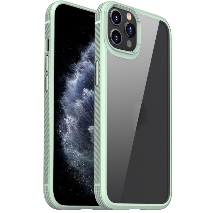 For iPhone 11 Pro MG Series Carbon Fiber TPU + Clear PC Four-corner Airbag Shockproof Case (Green) - iPhone 11 Pro Cases by buy2fix | Online Shopping UK | buy2fix