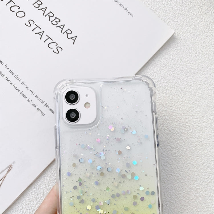 For iPhone 13 Gradient Glitter Powder Epoxy TPU Thickened Acrylic Shockproof Case with Wide Neck Lanyard(Black) - iPhone 13 Cases by buy2fix | Online Shopping UK | buy2fix