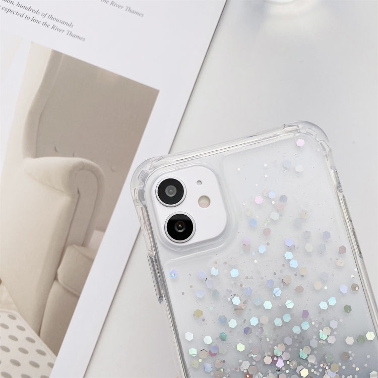 For iPhone 11 Pro Max Gradient Glitter Powder Epoxy TPU Thickened Acrylic Shockproof Case with Round Neck Lanyard (Pink) - iPhone 11 Pro Max Cases by buy2fix | Online Shopping UK | buy2fix