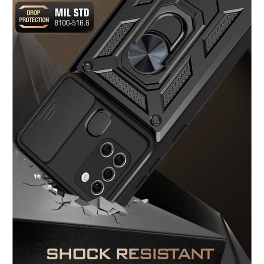 For Samsung Galaxy A21s Sliding Camera Cover Design TPU+PC Protective Case(Blue) by buy2fix