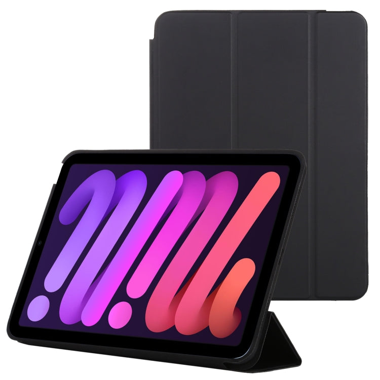 For iPad mini 6 3-fold Horizontal Flip Smart Leather Tablet Case with Sleep / Wake-up Function & Holder(Black) - iPad mini 6 Cases by buy2fix | Online Shopping UK | buy2fix