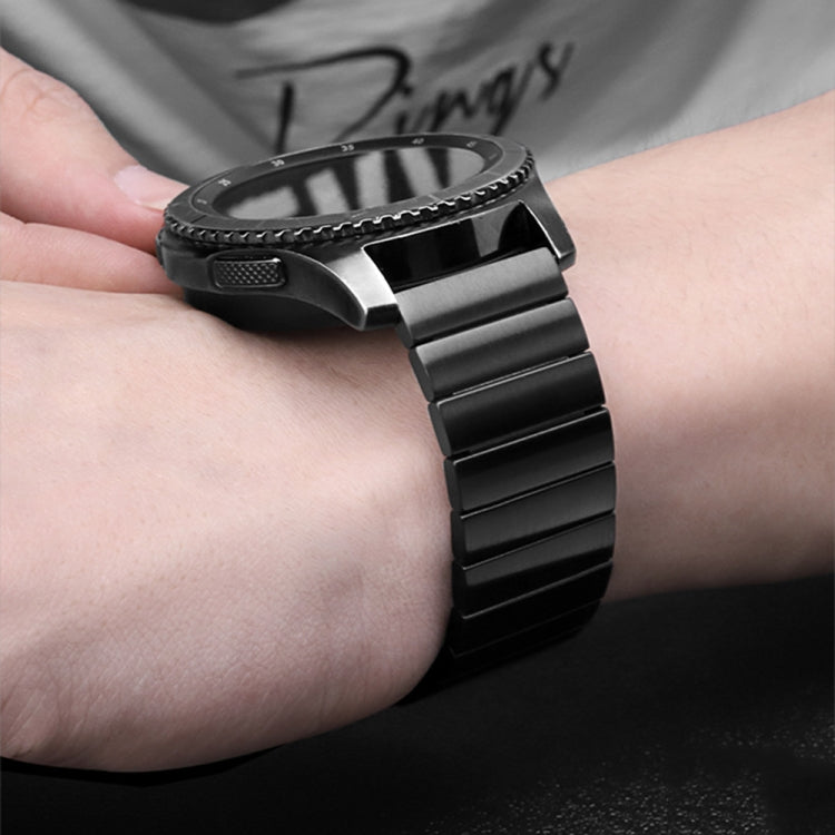 18mm For Samsung Smart Watch One-bead Steel Butterfly Buckle Watch Band(Black) - Watch Bands by buy2fix | Online Shopping UK | buy2fix