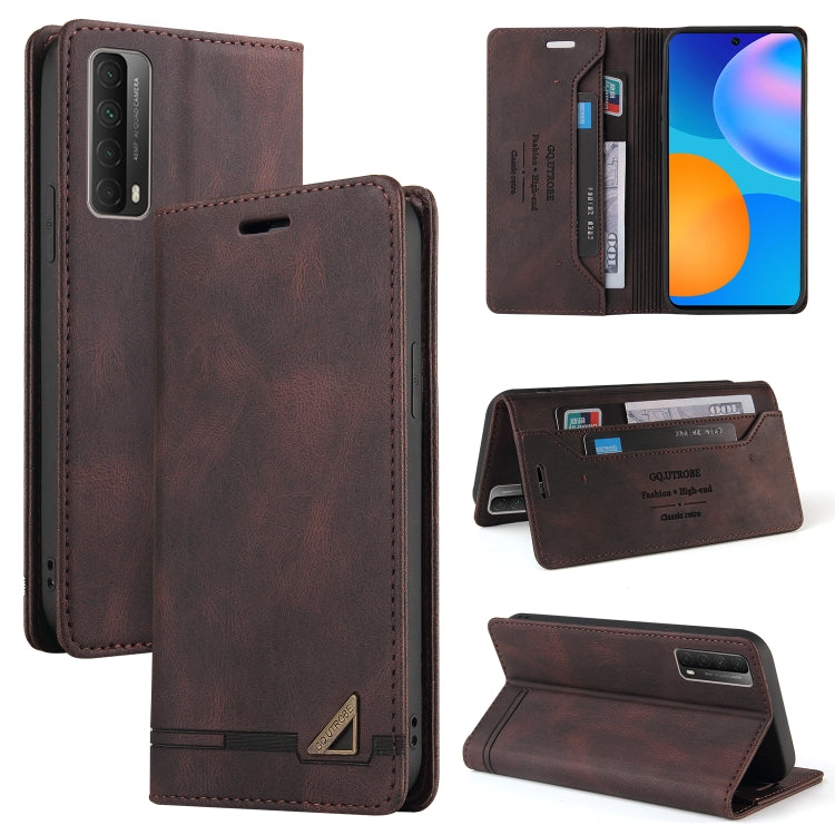 For Huawei P Smart 2021 Skin Feel Anti-theft Brush Horizontal Flip Leather Case with Holder & Card Slots & Wallet(Brown) by buy2fix