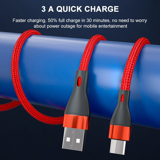 ADC-001 3A USB to USB-C / Type-C Weave Fast Charging Data Cable, Length:1m(Black) by buy2fix