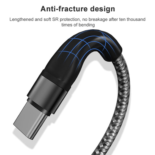 ADC-004 USB-C / Type-C to USB-C / Type-C PD Fast Charging Weave Data Cable, Length:1m(Silver) by buy2fix