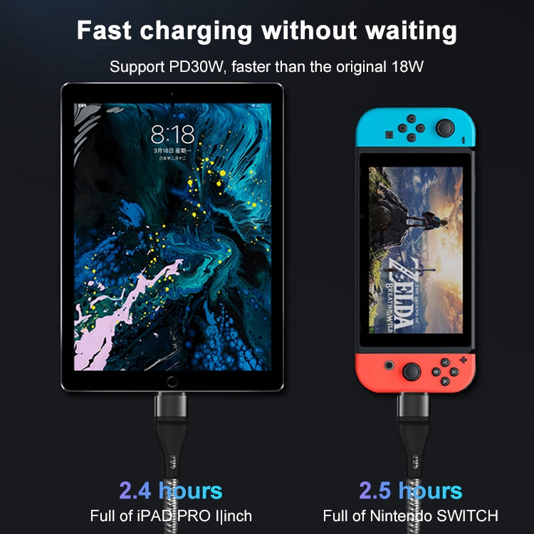 ADC-004 USB-C / Type-C to USB-C / Type-C PD Fast Charging Weave Data Cable, Length:1m(Black) by buy2fix