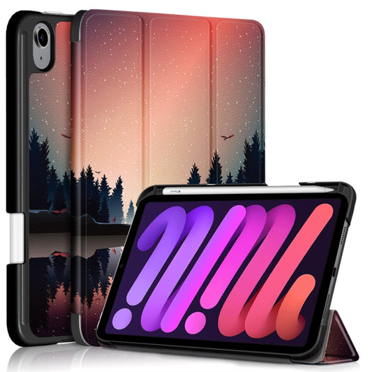 For iPad mini 2024 / mini 6 Painted Pattern TPU Horizontal Flip Leather Tablet Case with Three-folding Holder & Pen Slot & Sleep / Wake-up Function(Dusk) - iPad mini 6 Cases by buy2fix | Online Shopping UK | buy2fix