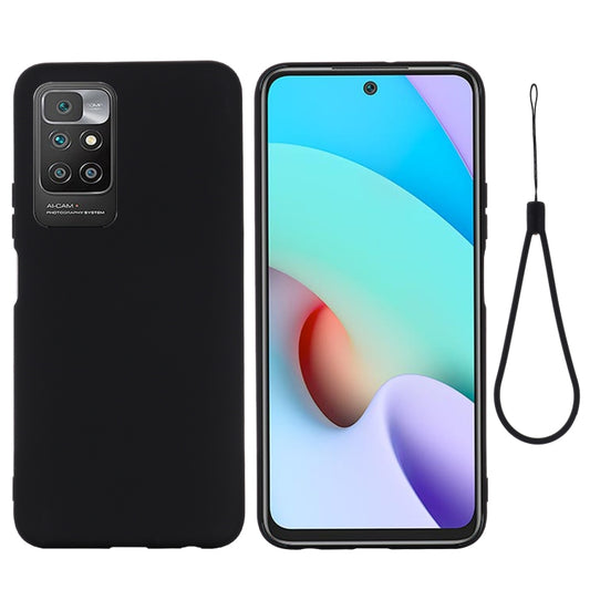 For Xiaomi Redmi 10 Solid Color Liquid Silicone Dropproof Full Coverage Protective Case(Black) by buy2fix