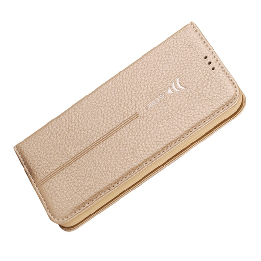 For iPhone XR GEBEI PU+TPU Horizontal Flip Protective Case with Holder & Card Slots(Gold) by GEBEI