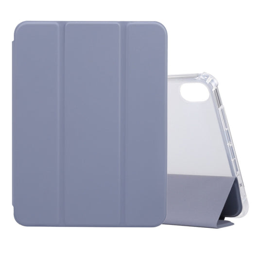 For iPad mini 6 / mini 2024 Voltage Skin Texture Transparent TPU Smart Leather Tablet Case with 3-Folding Holder & Pen Slot(Baby Blue) - iPad mini 6 Cases by buy2fix | Online Shopping UK | buy2fix