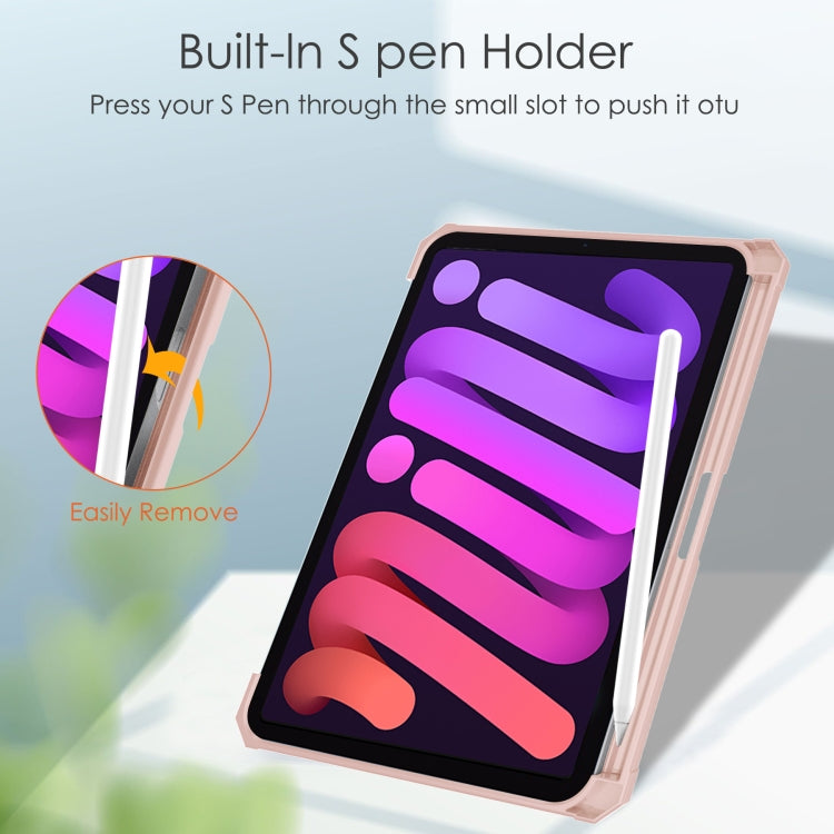 For iPad mini 6 / mini 2024 Tri-folding Acrylic TPU Smart Leather Tablet Case with Holder & Pen Slot(Rose Gold) - iPad mini 6 Cases by buy2fix | Online Shopping UK | buy2fix