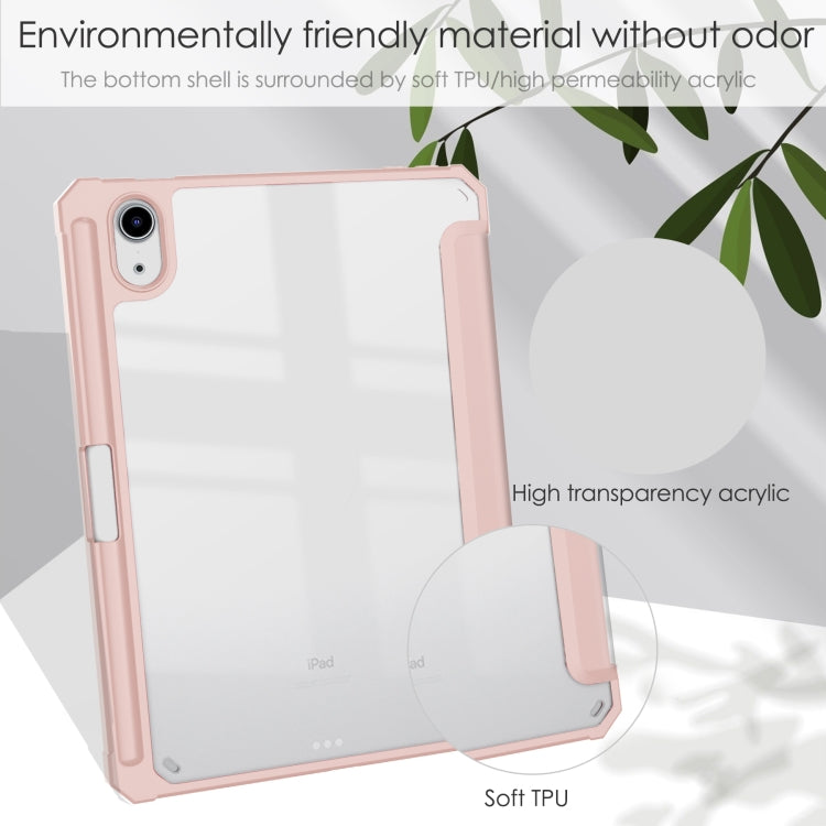 For iPad mini 6 / mini 2024 Tri-folding Acrylic TPU Smart Leather Tablet Case with Holder & Pen Slot(Rose Gold) - iPad mini 6 Cases by buy2fix | Online Shopping UK | buy2fix