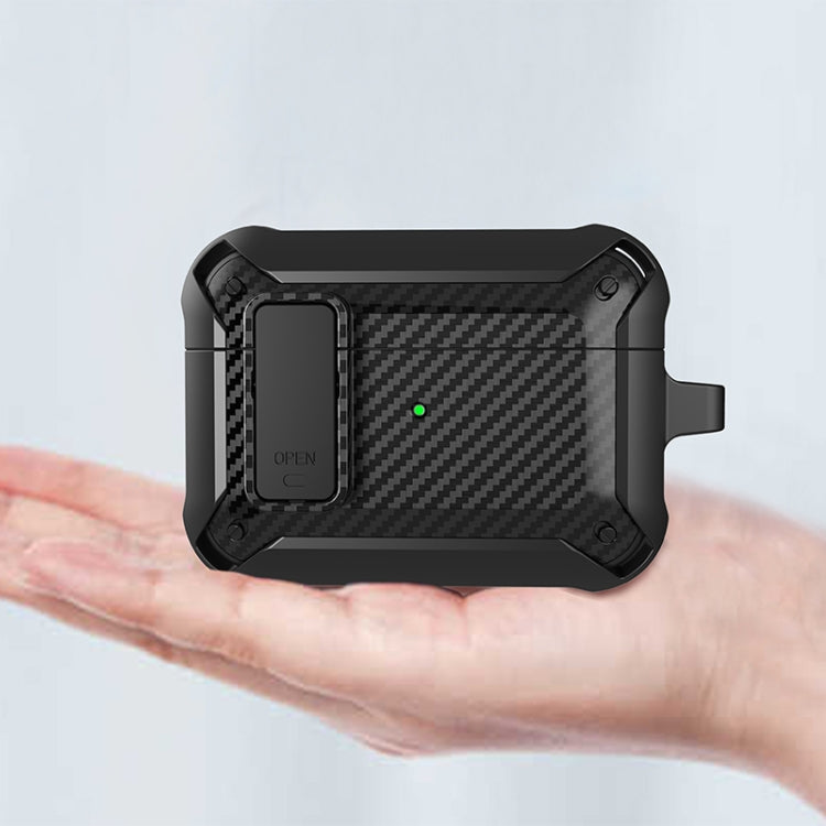 Wireless Earphones Shockproof Bumblebee Carbon Fiber Protective Case with Switch For AirPods Pro(Black) - For AirPods Pro by buy2fix | Online Shopping UK | buy2fix