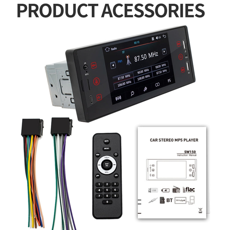 SW150 5-inch HD Touch Screen Dual USB Car MP5 Player Bluetooth Reversing Video Card U Disk Radio - Car MP3 & MP4 & MP5 by buy2fix | Online Shopping UK | buy2fix