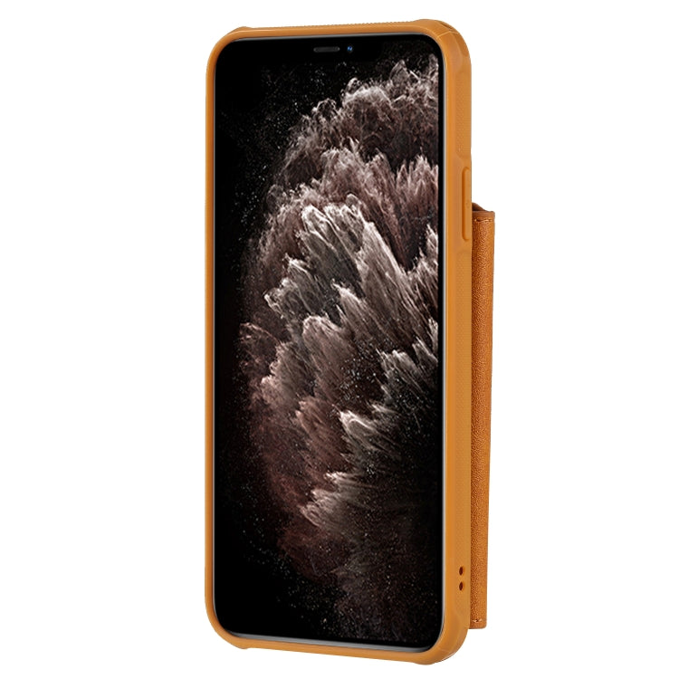 For iPhone 11 Pro Max Buckle Zipper Shockproof Protective Case with Holder & Card Slots & Wallet & Lanyard & Photos Frames(Brown) - iPhone 11 Pro Max Cases by buy2fix | Online Shopping UK | buy2fix