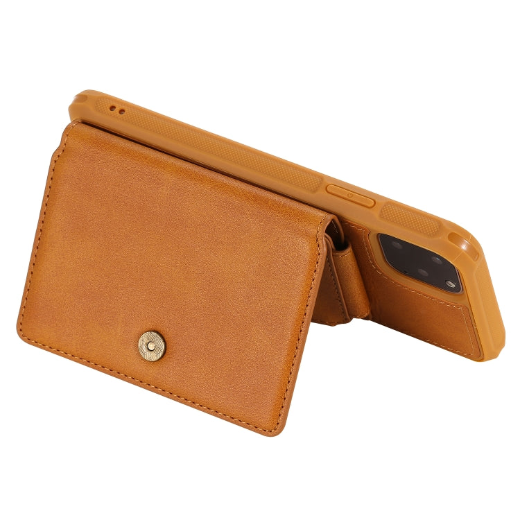 For iPhone 11 Pro Max Buckle Zipper Shockproof Protective Case with Holder & Card Slots & Wallet & Lanyard & Photos Frames(Brown) - iPhone 11 Pro Max Cases by buy2fix | Online Shopping UK | buy2fix