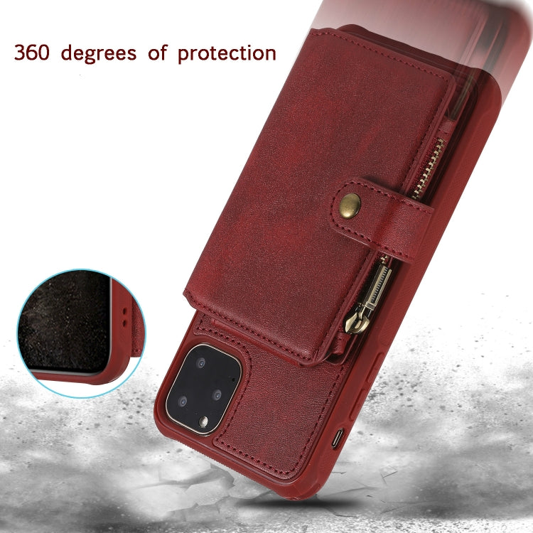 For iPhone 11 Pro Max Buckle Zipper Shockproof Protective Case with Holder & Card Slots & Wallet & Lanyard & Photos Frames(Brown) - iPhone 11 Pro Max Cases by buy2fix | Online Shopping UK | buy2fix