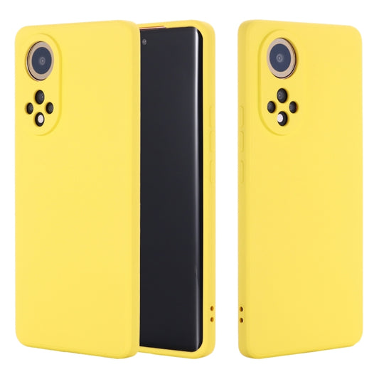 For Huawei Nova 9 Solid Color Liquid Silicone Dropproof Full Coverage Protective Case(Yellow) by buy2fix