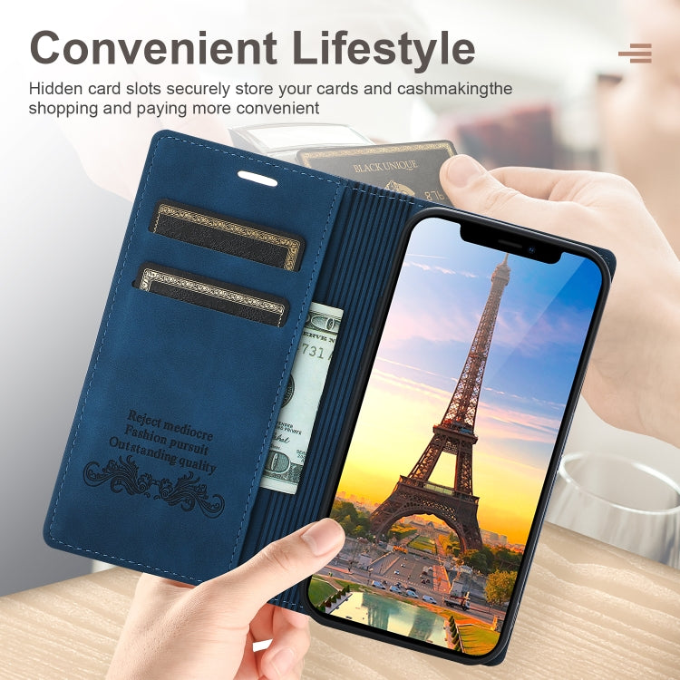 For iPhone 12 Pro Max Dream Magnetic Suction Business Horizontal Flip PU Leather Case with Holder & Card Slot & Wallet(Blue) - iPhone 12 Pro Max Cases by buy2fix | Online Shopping UK | buy2fix