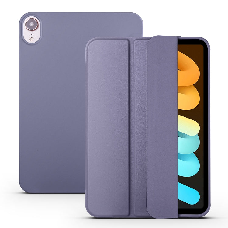 For iPad mini 6 / mini 2024 Honeycomb TPU Leather Tablet Case with 3-Folding Holder(Lavender Gray) - iPad mini 6 Cases by buy2fix | Online Shopping UK | buy2fix