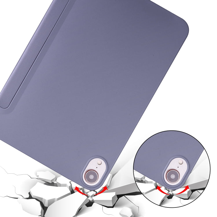 For iPad mini 6 / mini 2024 Honeycomb TPU Leather Tablet Case with 3-Folding Holder(Lavender Gray) - iPad mini 6 Cases by buy2fix | Online Shopping UK | buy2fix