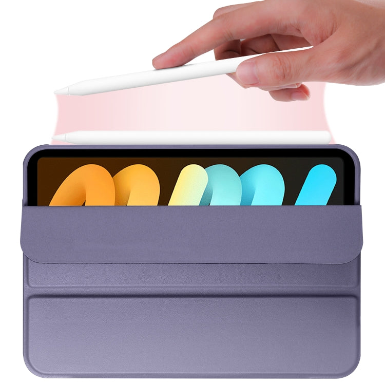 For iPad mini 6 / mini 2024 Honeycomb TPU Leather Tablet Case with 3-Folding Holder(Lavender Gray) - iPad mini 6 Cases by buy2fix | Online Shopping UK | buy2fix