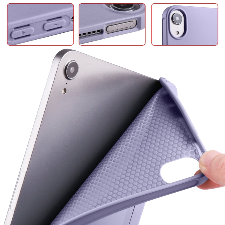 For iPad mini 6 / mini 2024 Honeycomb TPU Leather Tablet Case with 3-Folding Holder(Lavender Gray) - iPad mini 6 Cases by buy2fix | Online Shopping UK | buy2fix