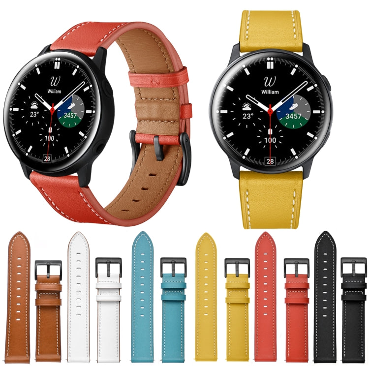 For Samsung Galaxy Watch4 40mm/44mm Leather Watch Band(Brown) - Watch Bands by buy2fix | Online Shopping UK | buy2fix