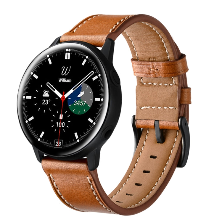 For Samsung Galaxy Watch 3 45mm Leather Watch Band(Brown) - Watch Bands by buy2fix | Online Shopping UK | buy2fix
