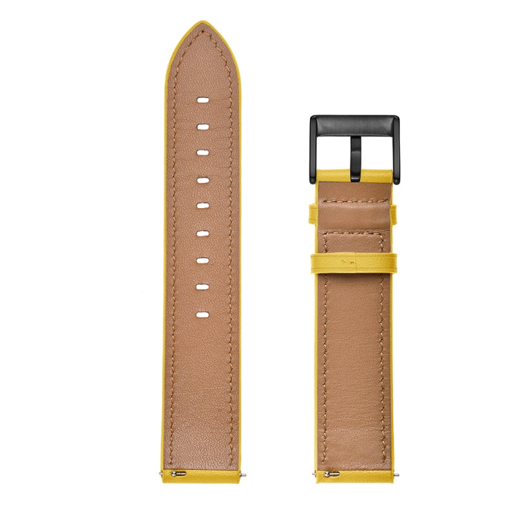 For Samsung Galaxy Watch 42mm Leather Watch Band(Yellow) - Watch Bands by buy2fix | Online Shopping UK | buy2fix