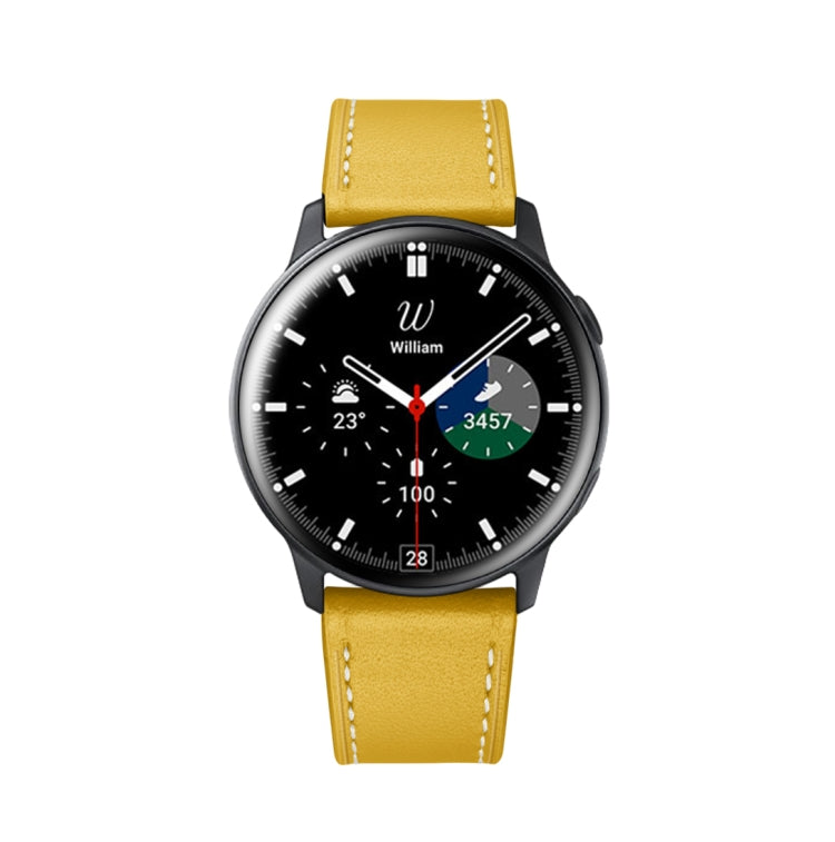 For Samsung Galaxy Watch 42mm Leather Watch Band(Yellow) - Watch Bands by buy2fix | Online Shopping UK | buy2fix