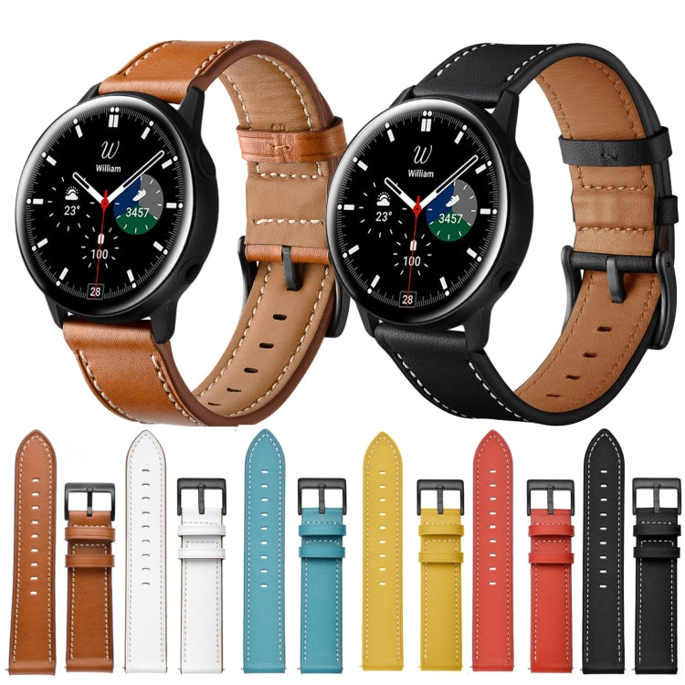 For Samsung Galaxy Watch 42mm Leather Watch Band(Yellow) - Watch Bands by buy2fix | Online Shopping UK | buy2fix