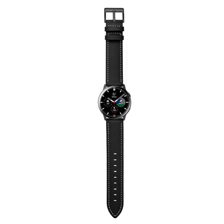 For Samsung Galaxy Watch 46mm Leather Watch Band(Black) - Watch Bands by buy2fix | Online Shopping UK | buy2fix