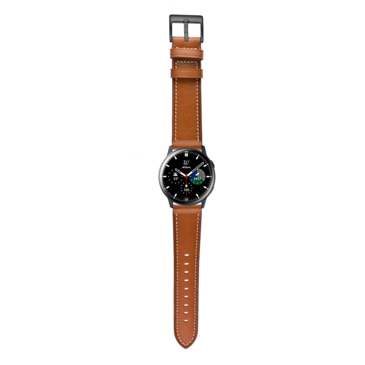 For Samsung Galaxy Watch 46mm Leather Watch Band(Brown) - Watch Bands by buy2fix | Online Shopping UK | buy2fix