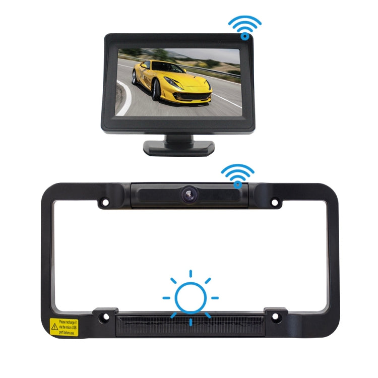PZ620-W Car 4.3-inch Digital USA Frame Solar Wireless Reversing Image - Car Monitor by buy2fix | Online Shopping UK | buy2fix