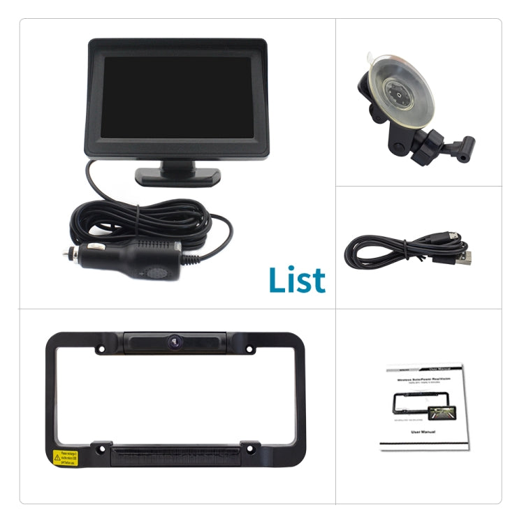 PZ620-W Car 4.3-inch Digital USA Frame Solar Wireless Reversing Image by buy2fix