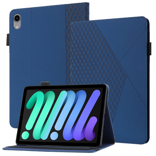 For iPad mini 2024 / mini 6 Rhombus Skin Feel Horizontal Flip Tablet Case with Card Slots & Holder & Sleep / Wake-up Function(Royal Blue) - iPad mini 6 Cases by buy2fix | Online Shopping UK | buy2fix