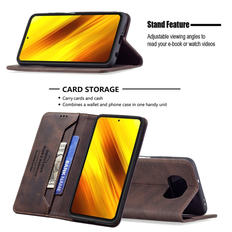 For Xiaomi Poco X3 / X3 NFC Magnetic RFID Blocking Anti-Theft Leather Case with Holder & Card Slots & Wallet(Brown) - Xiaomi Cases by buy2fix | Online Shopping UK | buy2fix