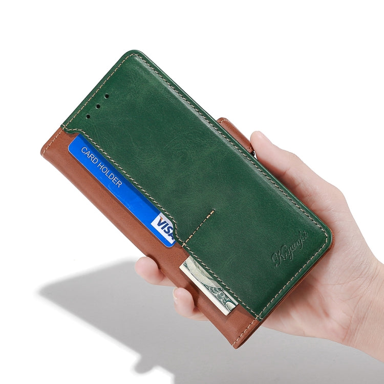 For Samsung Galaxy S22+ 5G Retro Texture Contrast Color Side Buckle Horizontal Flip Leather Case with Holder & Card Slots & Wallet(Light Brown + Green) - Galaxy S22+ 5G Cases by buy2fix | Online Shopping UK | buy2fix