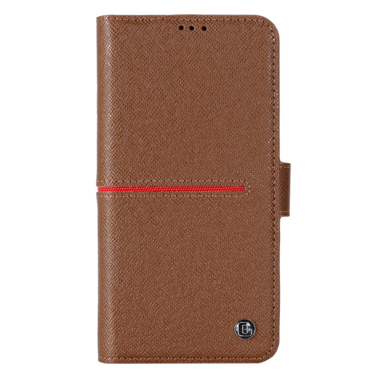 For iPhone 13 Pro GEBEI Top-grain Leather Horizontal Flip Protective Case with Holder & Card Slots & Wallet & Photo Frame (Brown) by GEBEI