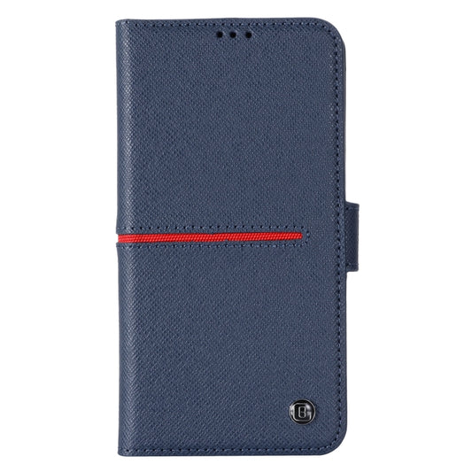 For iPhone 13 Pro Max GEBEI Top-grain Leather Horizontal Flip Protective Case with Holder & Card Slots & Wallet & Photo Frame (Blue) by GEBEI