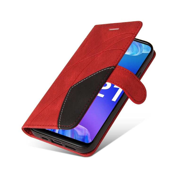 For vivo Y21 2020/Y21s/Y33s Dual-color Splicing Horizontal Flip PU Leather Case with Holder & Card Slots & Wallet(Red) by buy2fix
