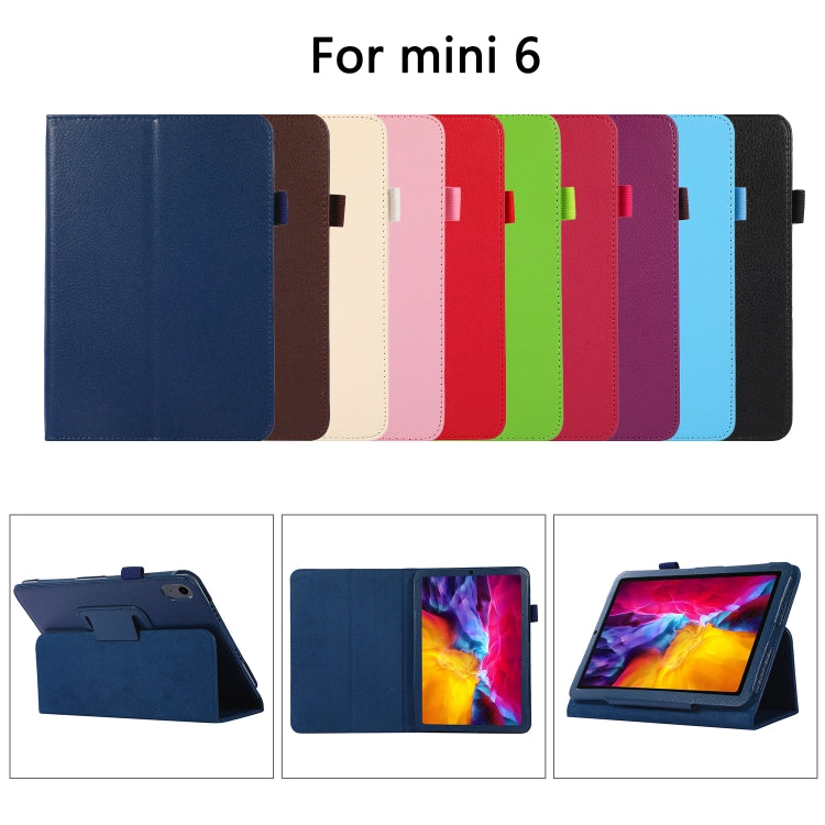 For iPad mini 6 / mini 2024 Litchi Texture Horizontal Flip PU Leather Tablet Case with Holder(Purple) - iPad mini 6 Cases by buy2fix | Online Shopping UK | buy2fix