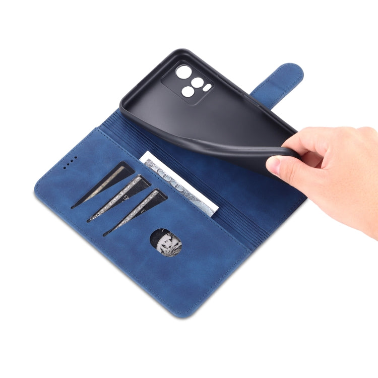 For vivo Y21 / Y33S AZNS Skin Feel Calf Texture Horizontal Flip Leather Case with Card Slots & Holder & Wallet(Blue) by AZNS