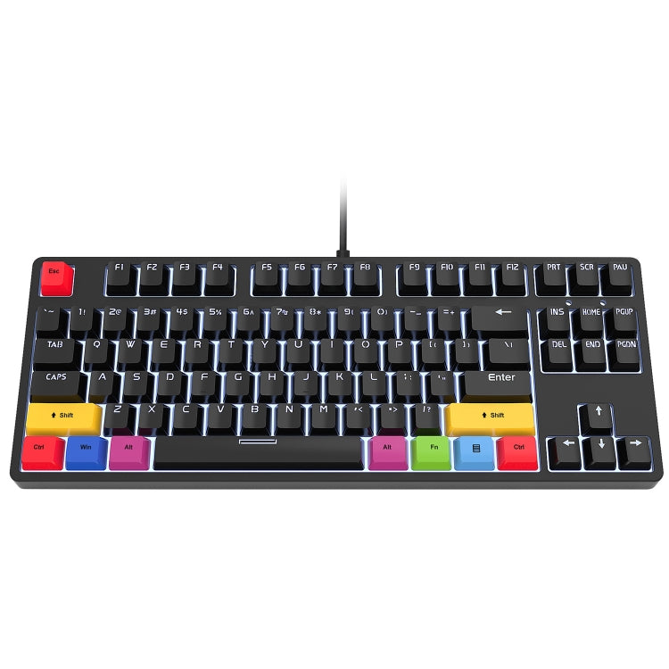 HXSJ L600 87 Keys USB-C / Type-C Wired Red Shaft Mechanical Keyboard with Cool Backlight(Black) - Wired Keyboard by HXSJ | Online Shopping UK | buy2fix