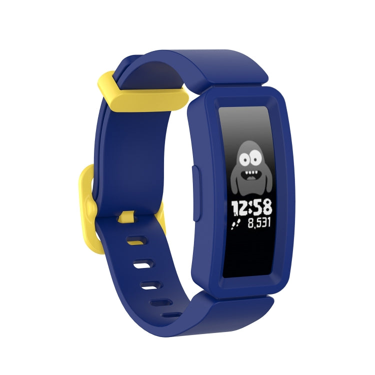 For Fitbit Inspire HR / Ace 2 Silicone Smart Watch Watch Band(Blue + Yellow Buckle) - Watch Bands by buy2fix | Online Shopping UK | buy2fix